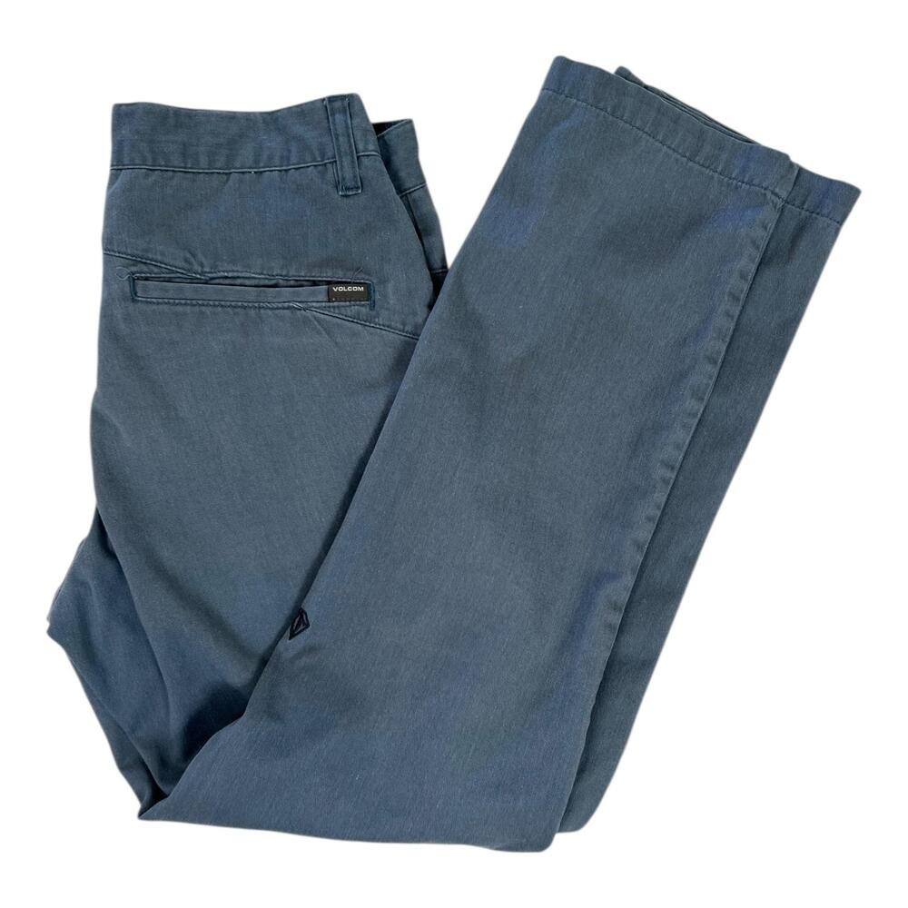 Volcom Chino Pants Mens 28 Blue Regular Fit Straight Leg Twill Casual